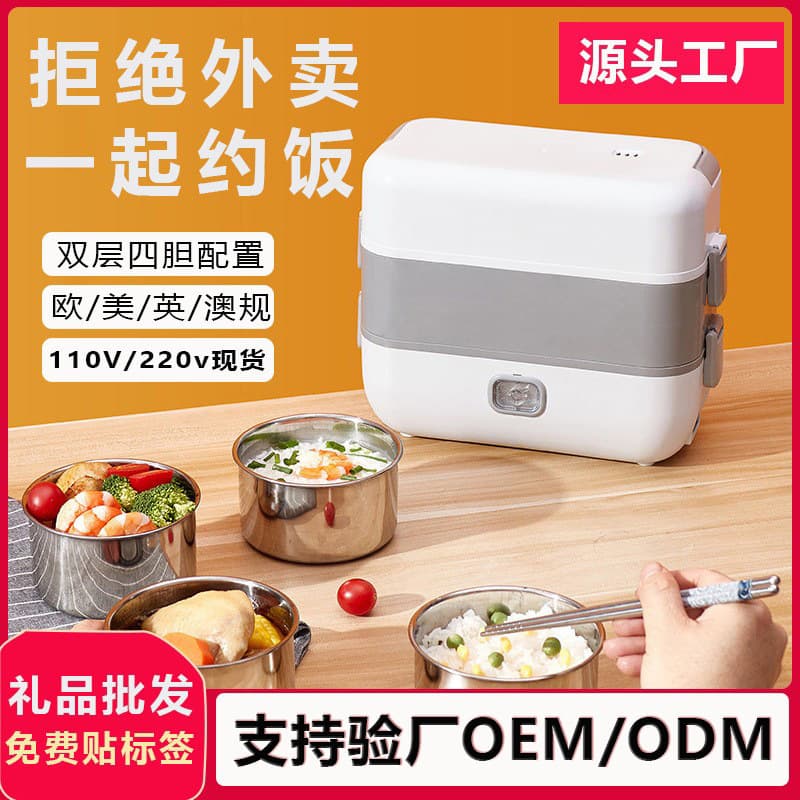 Electric Lunch Box with Plug-in Heating and Warming, Hot Meal Steamer and Rice Cooker, Portable Office Lunch Warmer, Ideal Gift