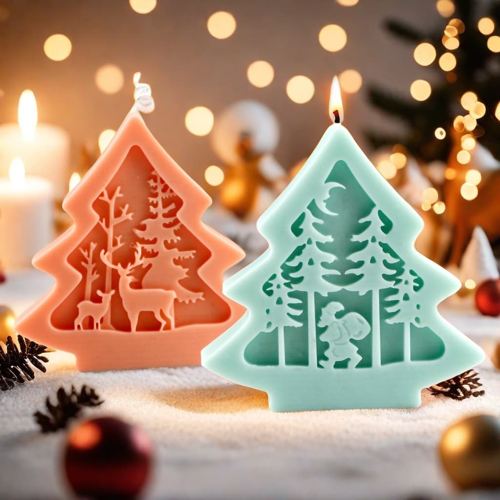 Embossed Christmas Tree Aromatherapy Candle Silicone Mold Santa Elk Accompanying Gift Aroma Gypsum Soap Grinding Tool