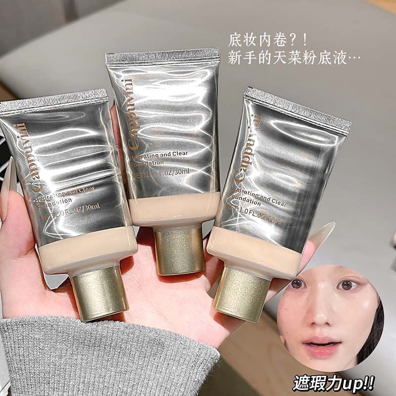 CAPPUVINI Moisturizing Clear Liquid Foundation - Nourishing, Fine, Skin-Fusing, Natural Concealer for Acne Scars - Affordable Domestic Cosmetics