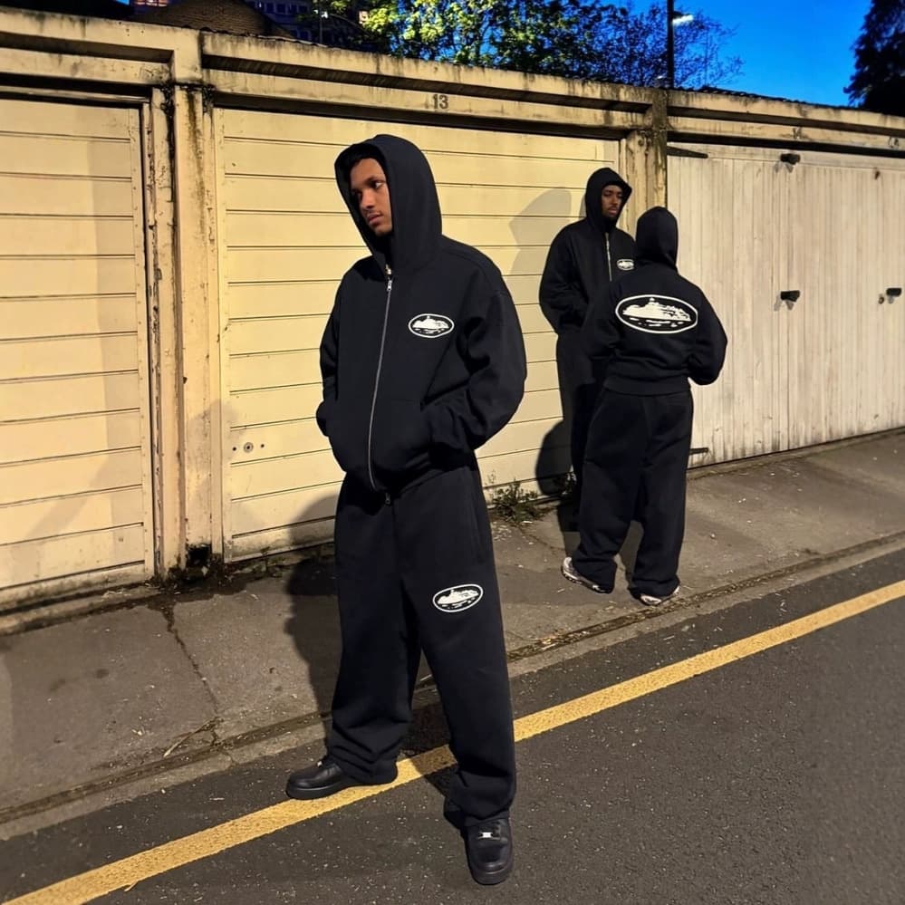 CTRZ DripDrill Alcatraz Island Foam Print American Hip Hop Fleece-Lined Zipper Sweat Pants Sports Suit