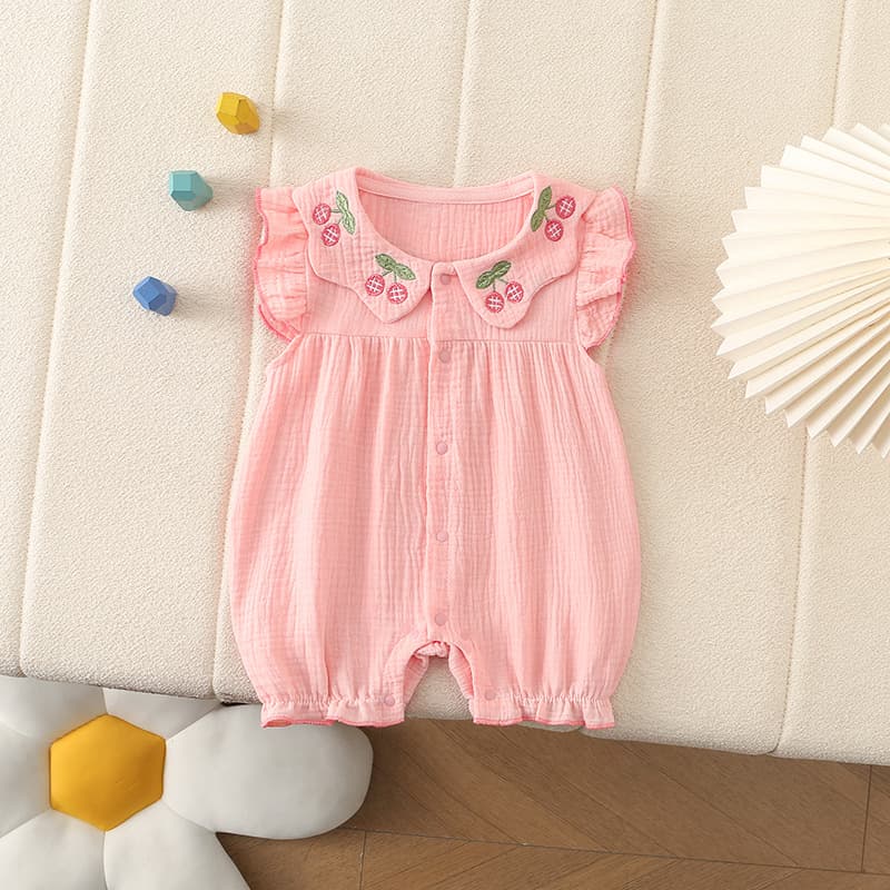 Summer Korean version of cherry gauze summer clothes for women, sweet baby clothes for girls, princess and toddlers, thin section