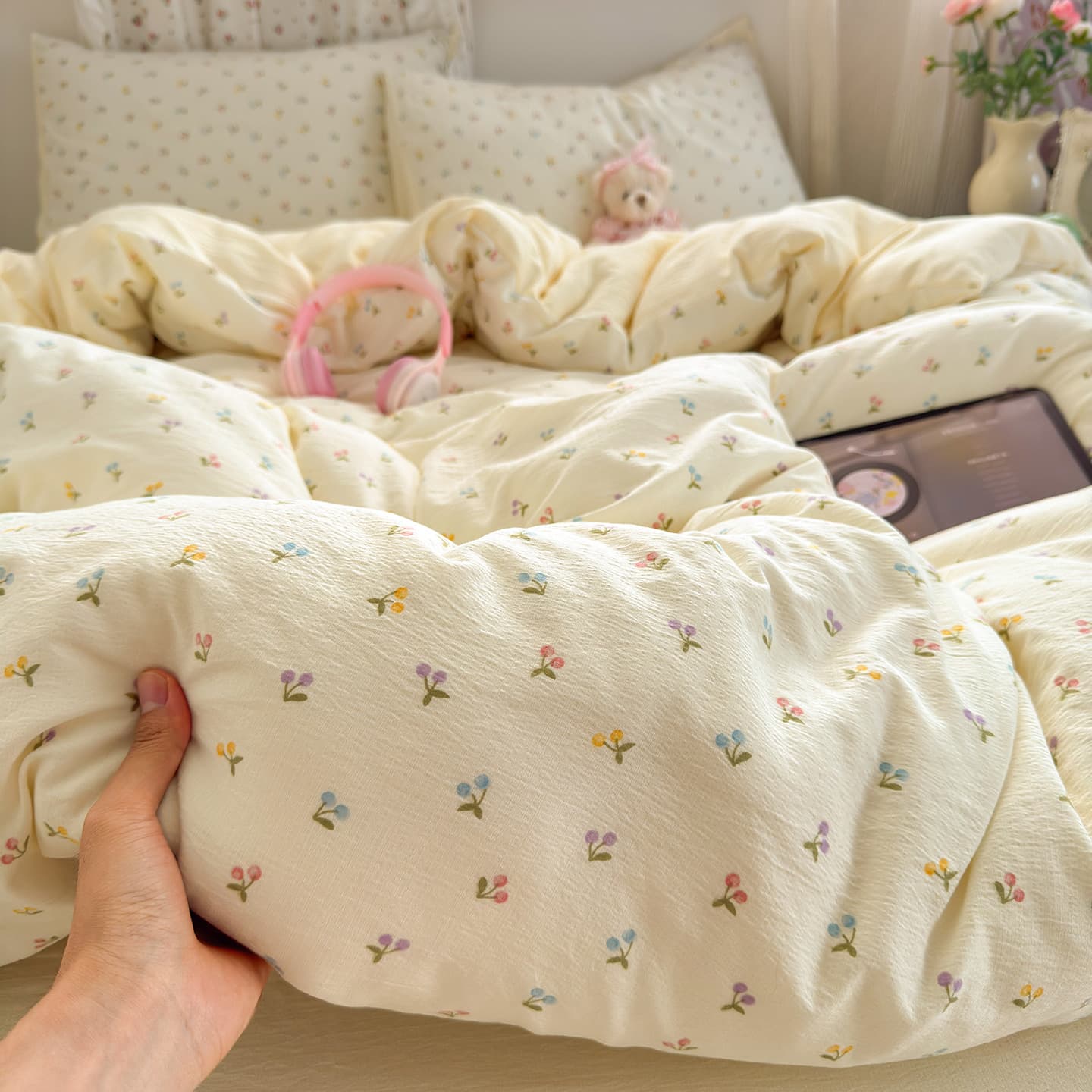 Category A maternal and infant grade four-piece set of pure cotton double-layer gauze bed sheets and quilt covers new dormitory fitted sheet set of three and four pieces