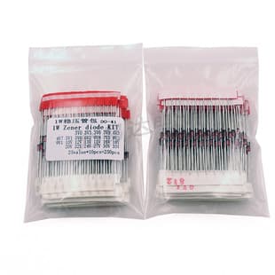 1W Zener Diode Assortment 1N47 Series DO-41 3V-33V 25 Common Values 10 Each