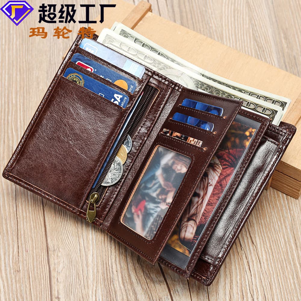 Marant leather men's wallet, high-end, simple, first-layer cowhide, large-capacity coin purse, card holder, genuine leather wallet