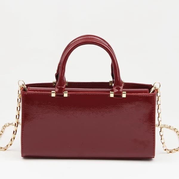 2025 New Women's Bag Fashion Versatile Trendy Burgundy Textured Handbag Crossbody Single Shoulder Chain Small Square Bag