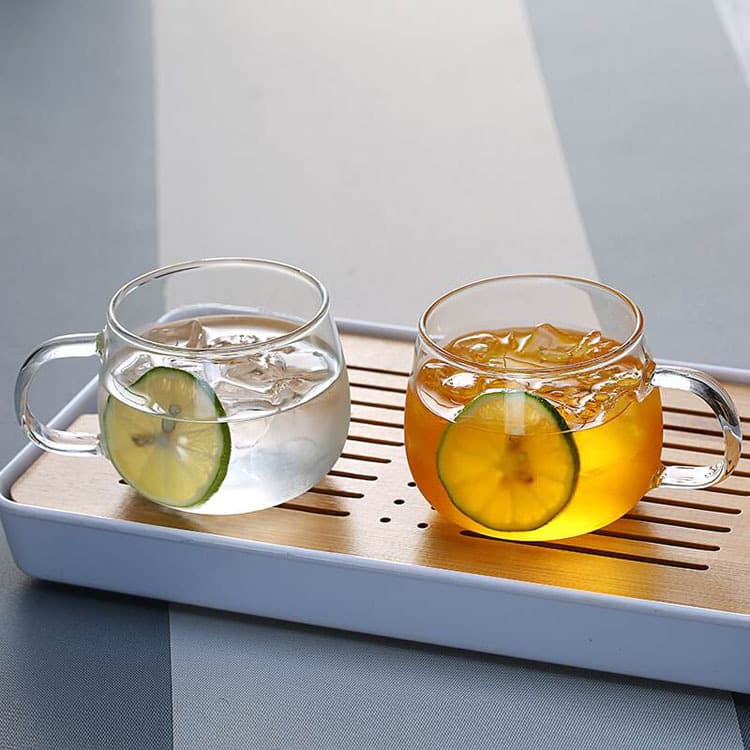 Household hospitality high borosilicate transparent glass high temperature resistant single layer green tea coffee juice glass flower tea round fun cup