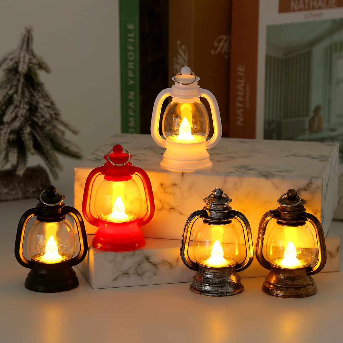 Cross-border Halloween decoration LED retro small oil lamp Christmas gift pony lantern creative ghost festival atmosphere arrangement