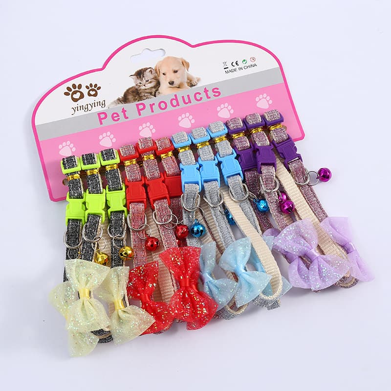 Cross-border new bow collar safety buckle collar cat collar pet cat bell collar manufacturer spot wholesale