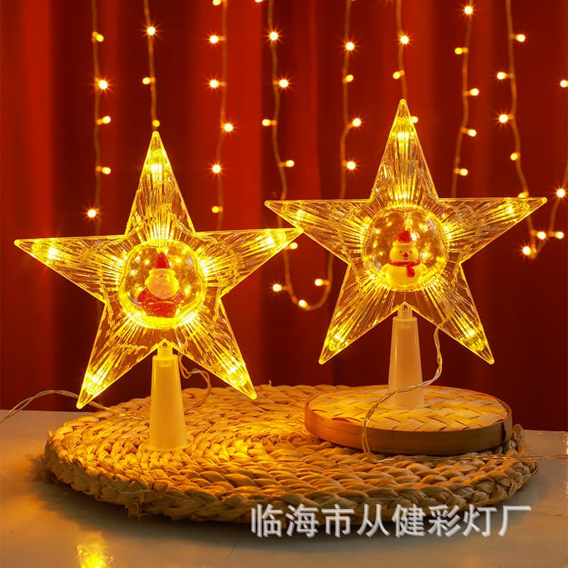New Christmas LED Lights, Christmas Tree Ceiling Lights, Live Window Five-Pointed Star Flashing Lights, Cross-Border Festive Atmosphere Decoration