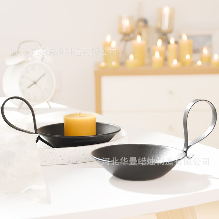 Cross-Border Black Matte Frosted Large Candle Holder with Handle, Simple American-Style Banquet Hotel Decorative Candle Holder Wholesale