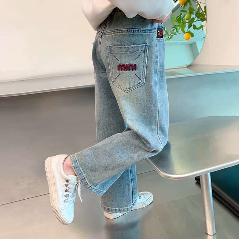 Kids' Wear Children's Jeans Spring/Autumn New Casual Girls' Wide-Leg Pants Loose Boys' Straight-Leg Large Size Long Trousers