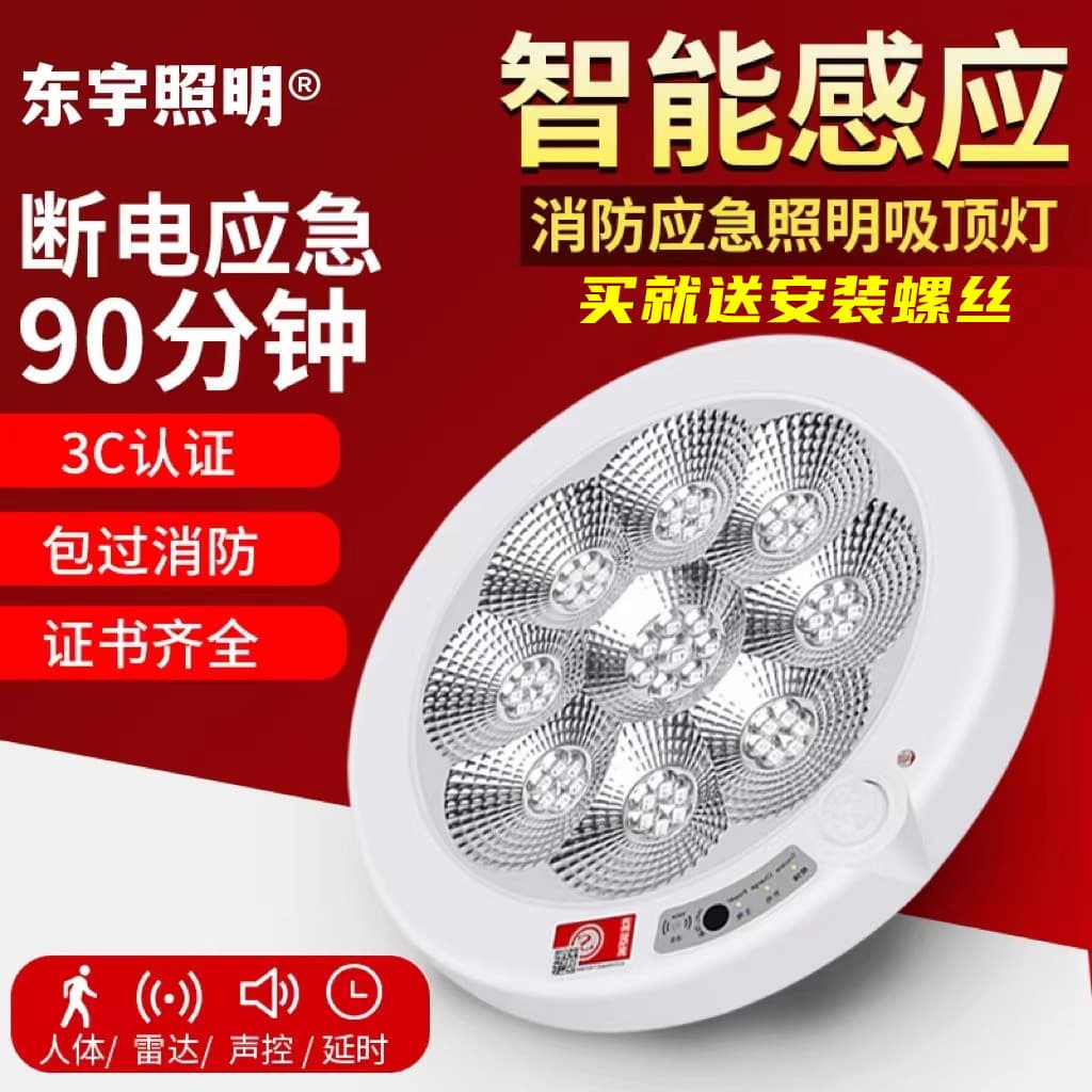 Human Motion Sensor Stair Step Light Corridor Infrared Ceiling Lamp Voice-Activated Automatic Fire Emergency Light