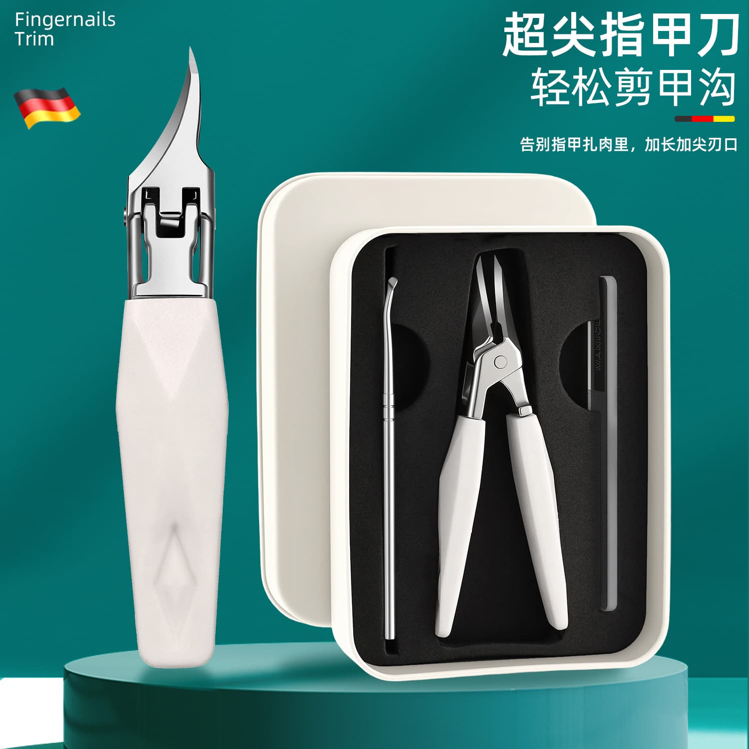 Ultra-Sharp Slant-Tip Nail Clipper with Anti-Splash, Pointed Nail Clipper for Ingrown Toenails, Large Size Manicure Tool
