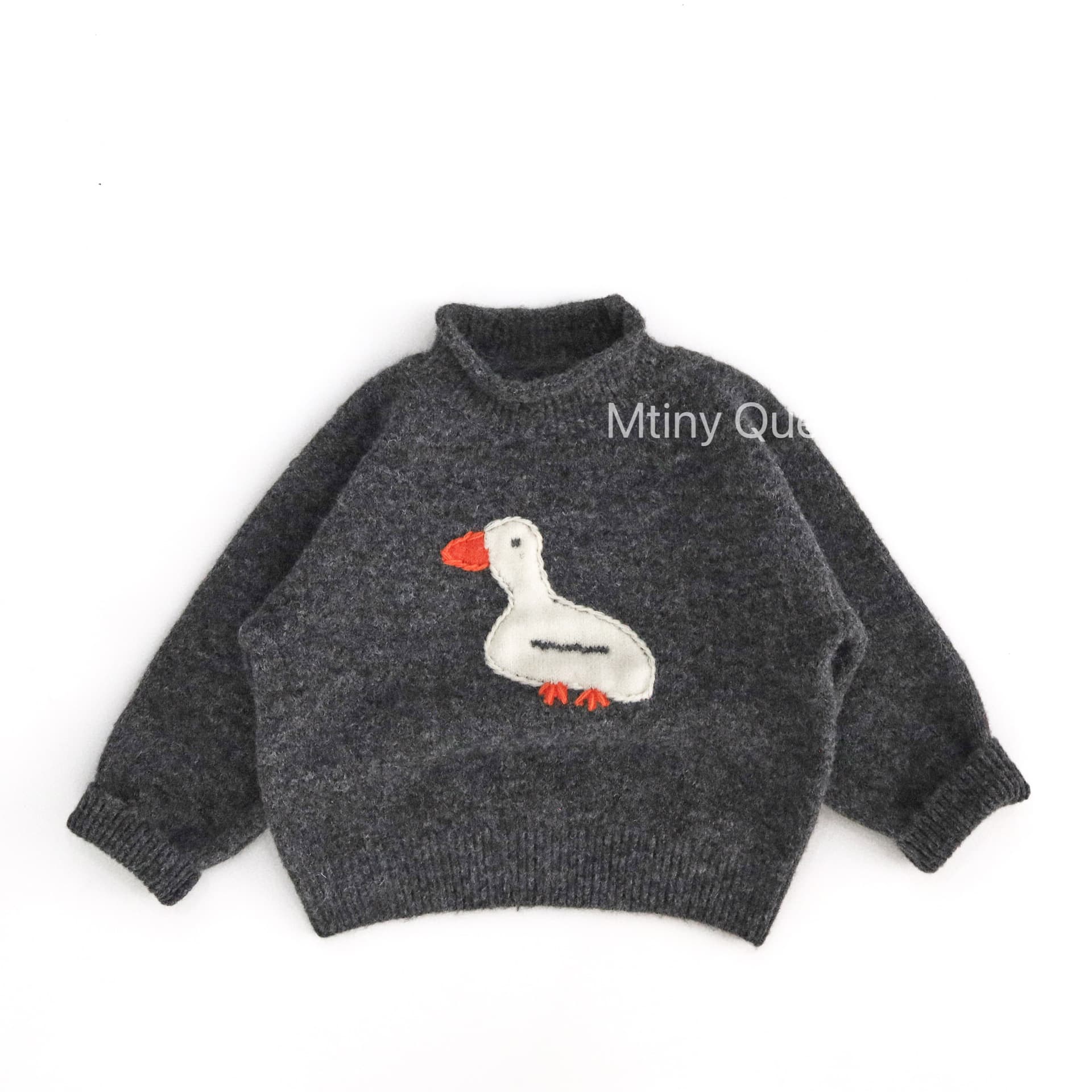 Handmade Goose - Stylish and Timeless Korean Style Spring and Autumn Children's Sweater, Trendy Knitted Cardigan for Boys and Girls, High Neck, Gray