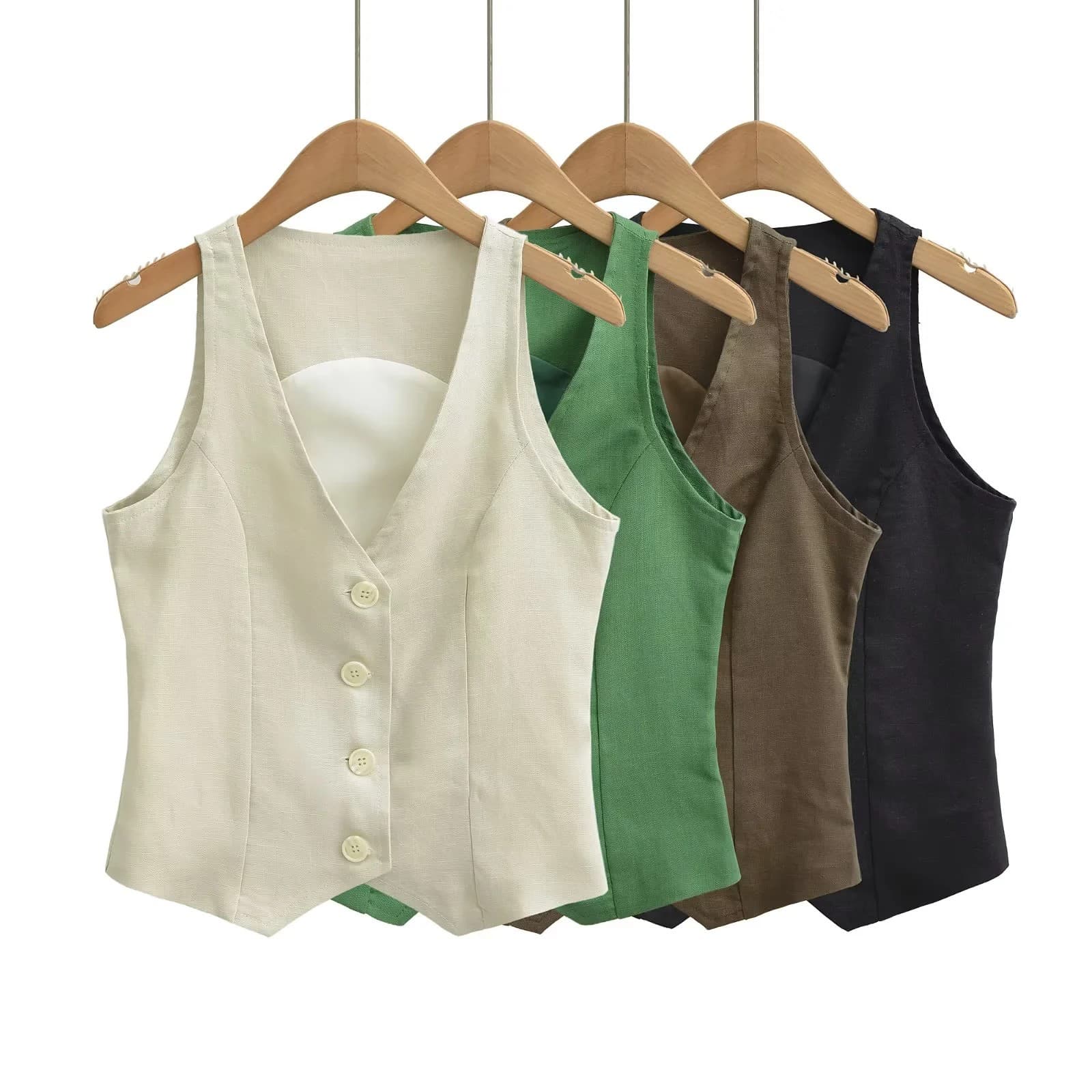 Old Money Style Linen Vest for Women Summer French Vintage Short Sleeveless Jacket Top