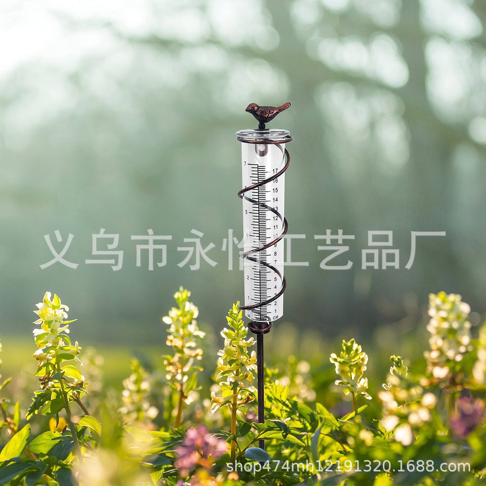 Wrought iron rain gauge, rainwater measuring device, outdoor rainwater measuring cylinder, garden decoration rain gauge, simple rain gauge