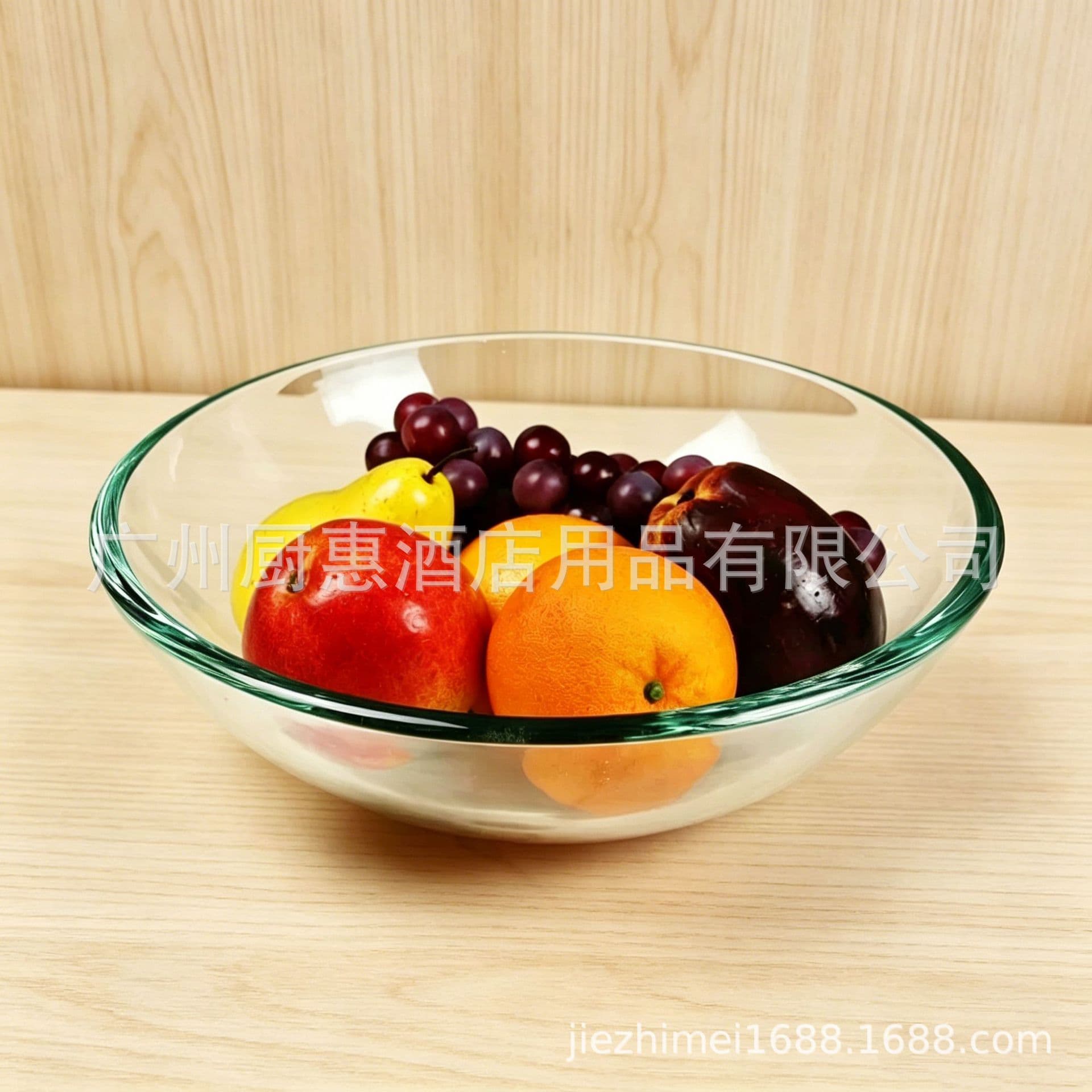High-end flat-bottomed glass bowl buffet fruit salad bowl cold meal cold dish plate hot pot restaurant tableware sashimi dry ice plate