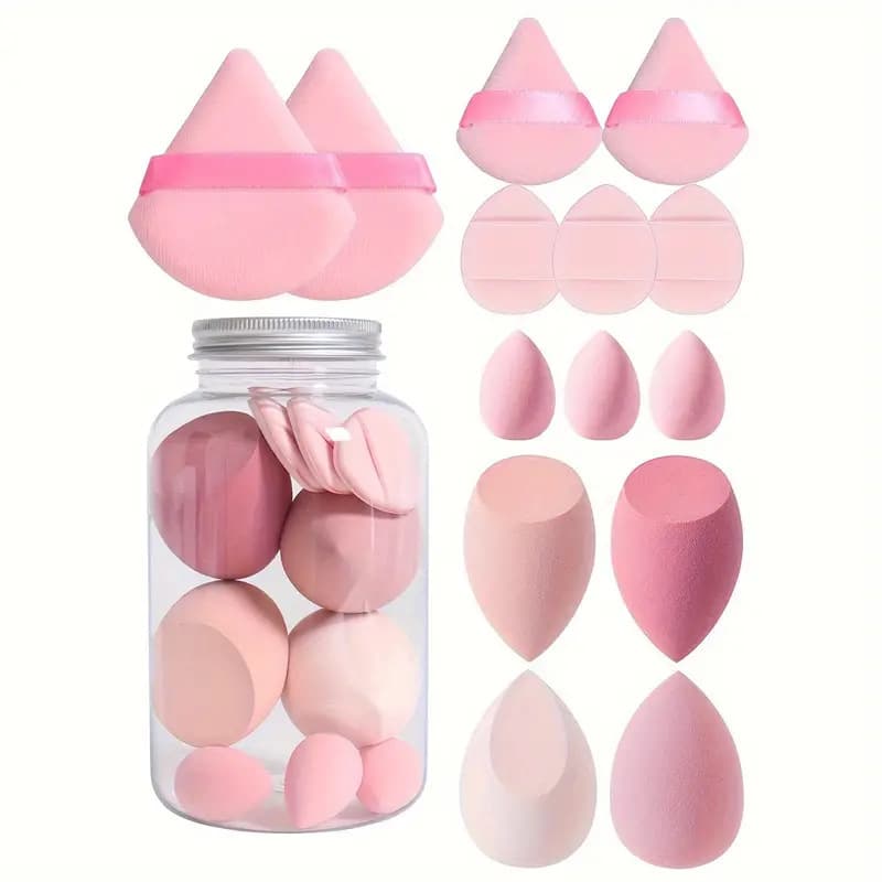 Cross-border Drift Bottle Packed Beauty Blender Ultra Soft Jar Sponge Powder Puff Dry and Wet Dual-Use Cosmetic Egg Fine and Non-Absorbent