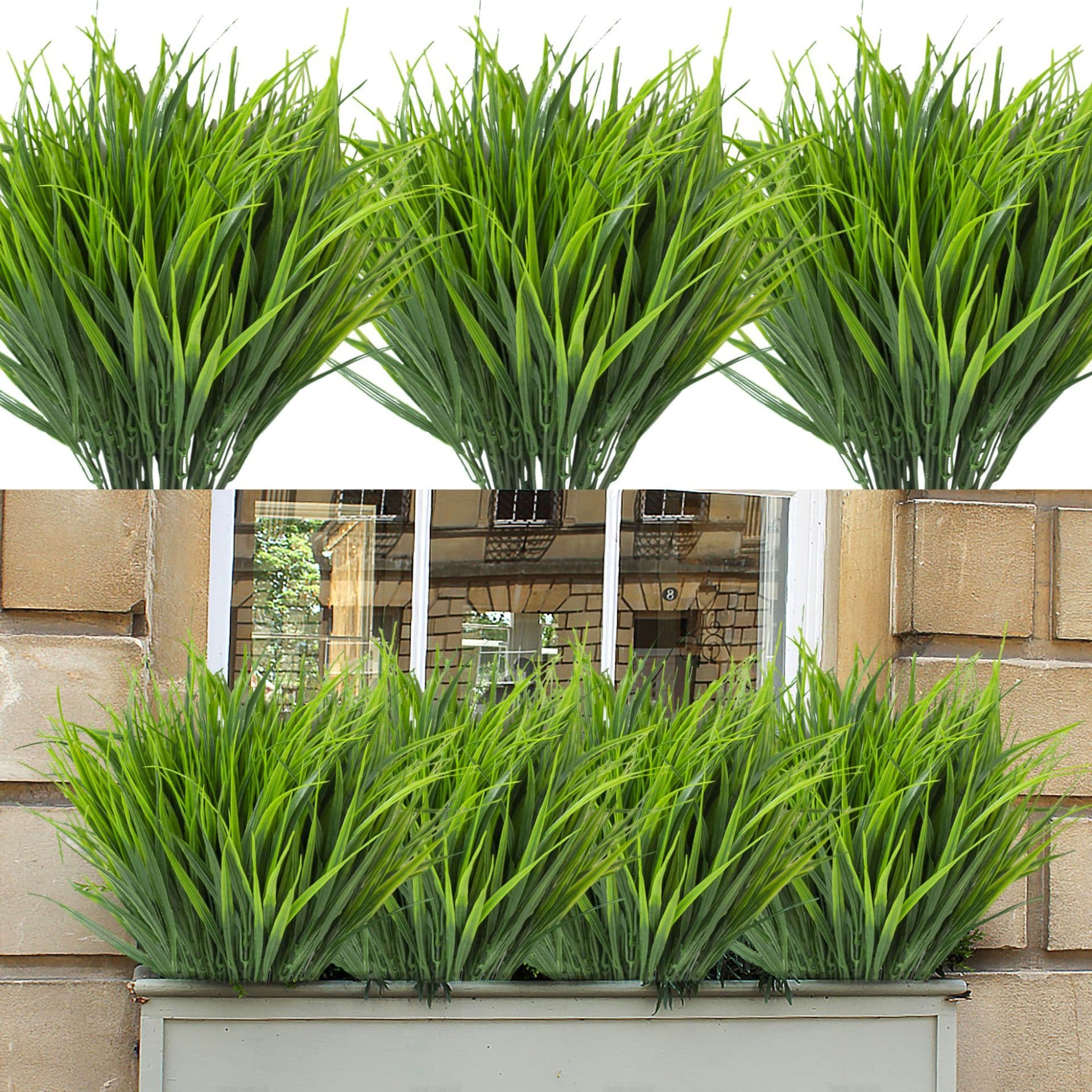 Artificial Spring Grass Small Green Plastic Plant Greenery for Flower Arrangements Artificial Seedlings
