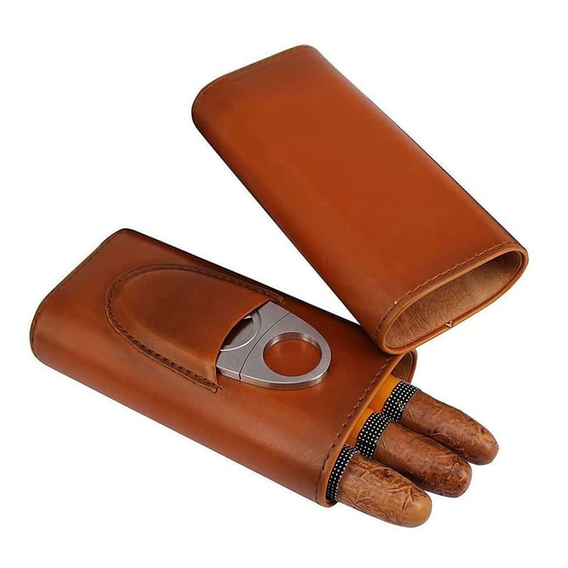 Portable Cigar Humidor Box Leather Case Moisture Control Storage Carrying Case For Cigars Home Use Smoking Accessories
