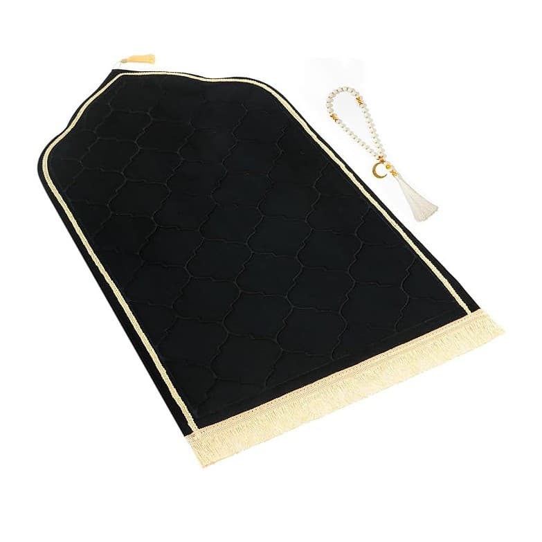 Prayer Rug with Prayer Beads, Soft Memory Foam Prayer Mat, Unisex