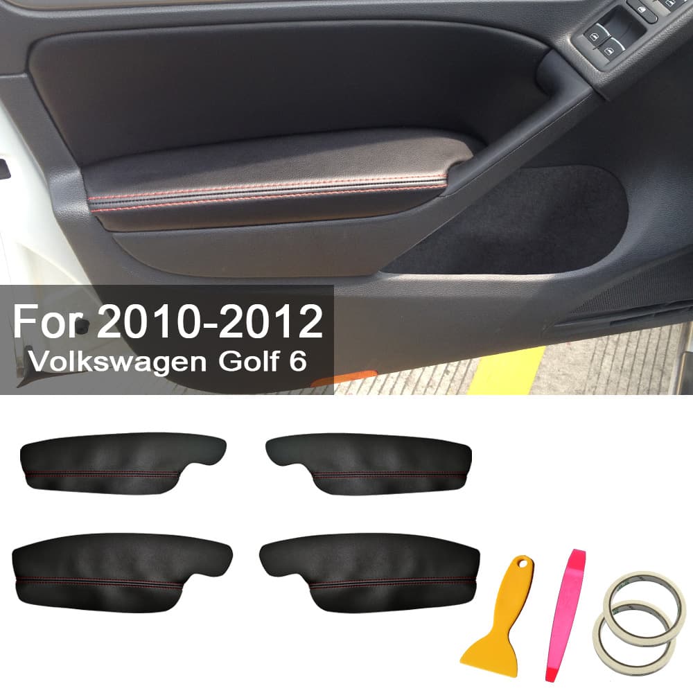 Golf 6 Car Door Panel Leather, Door Armrest Leather, Golf6 Center Console Armrest Box Leather Cover, High 6 Accessories No-Disassembly Kit