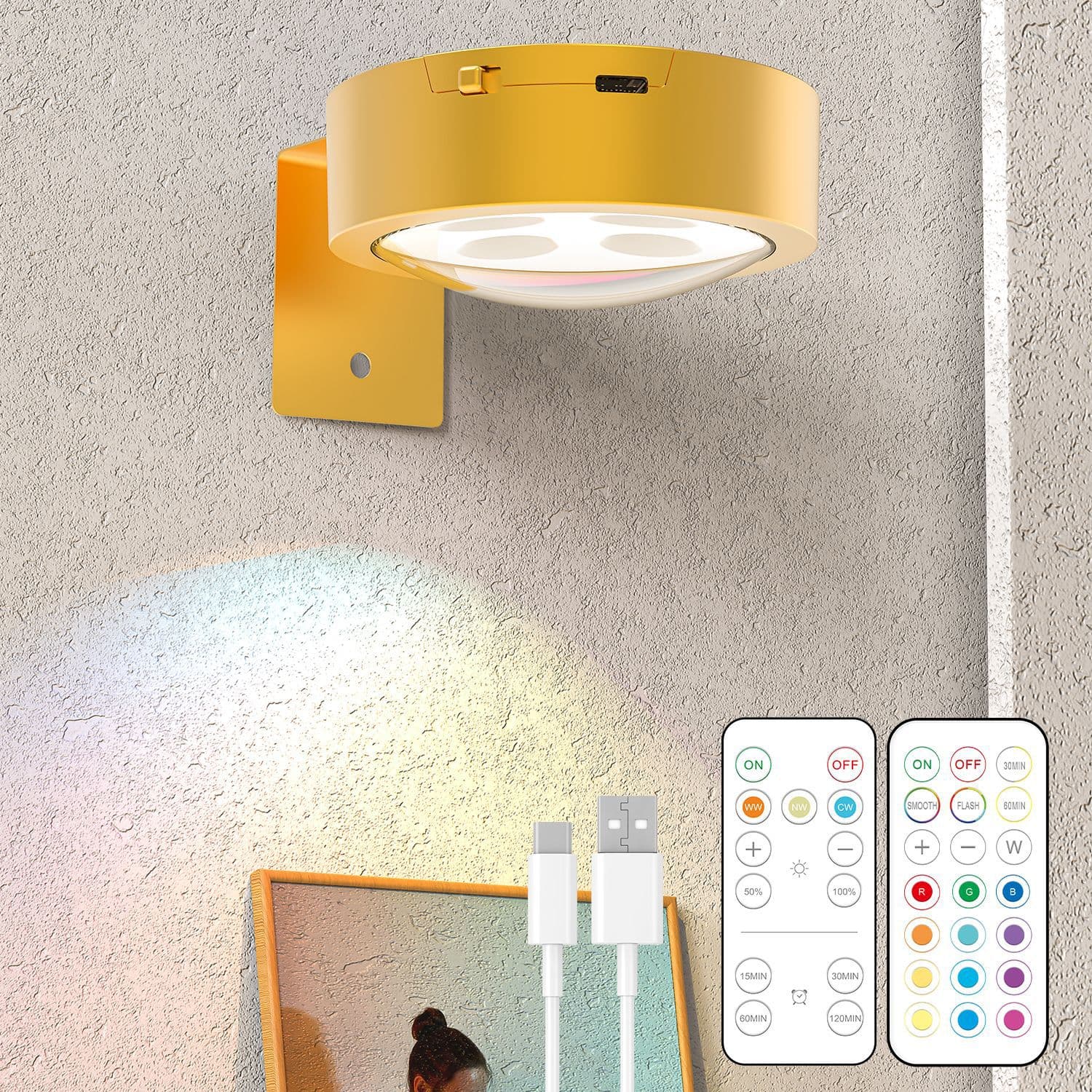 Cross-border RGB Wall Lamp for Bedroom Headboard, Living Room Accent Wall, Bedside