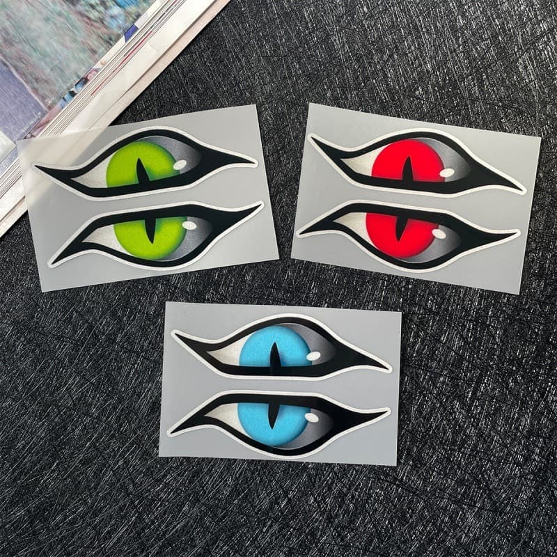 Cross-Border Hot 3D Artificial Cat-Eye Motorcycle Stickers Eye Rearview Mirror Stickers Artificial Blocking Scratches Car Stickers Reflective