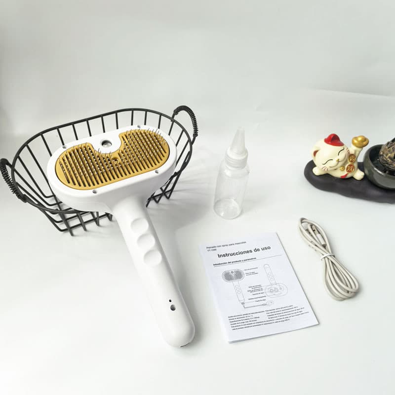 Pet Spray De-shedding Comb One-Button Loose Hair Removal Pin Comb Dog Comb Cat Comb Fur Comb Detangling Comb