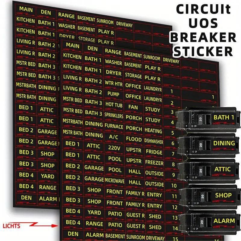 1 Sheet/Pack, 129 PCS/Sheet, Circuit Breaker Stickers for Fuse Box Identification and Reminder, Easy Recognition