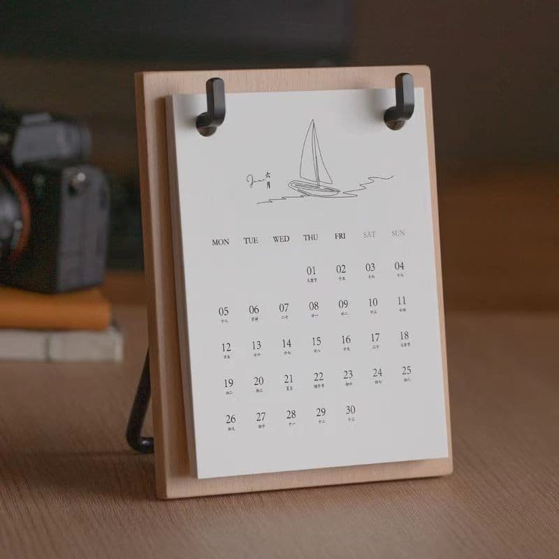 Wooden Desk Calendar Creative Flip Calendar Office Desktop Perpetual Calendar Beech Walnut 2026 Desk Calendar Decoration