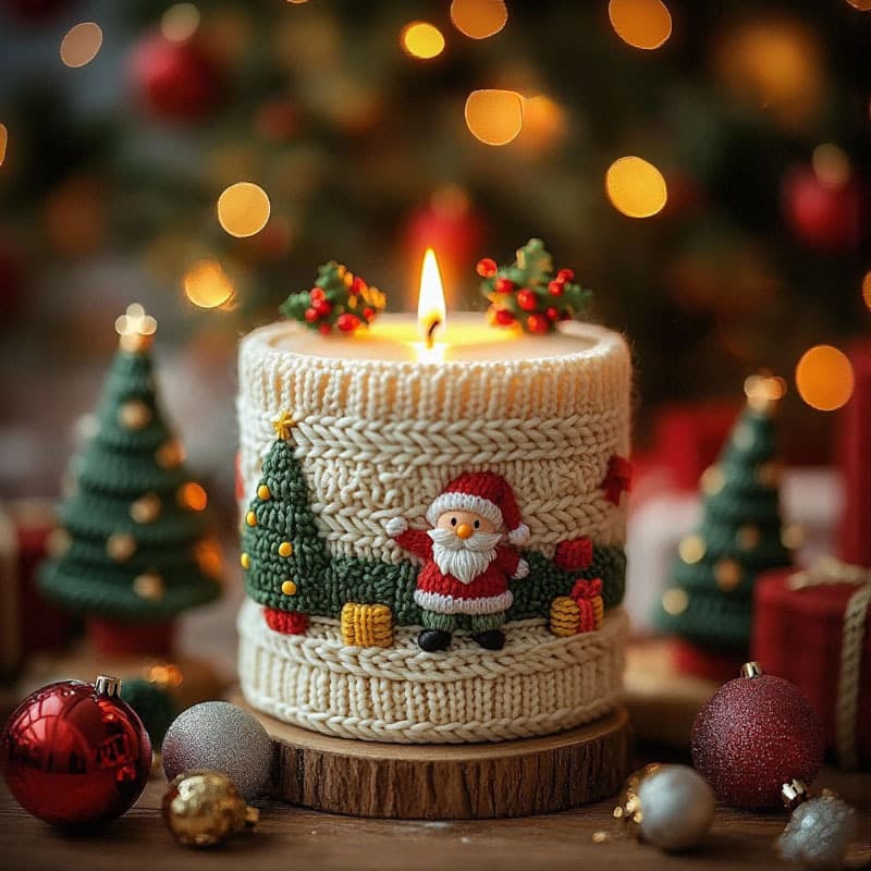 Wenxin Santa Claus Scented Candle Silicone Mold DIY Knitted Cylinder Mold Christmas Decoration Ornament