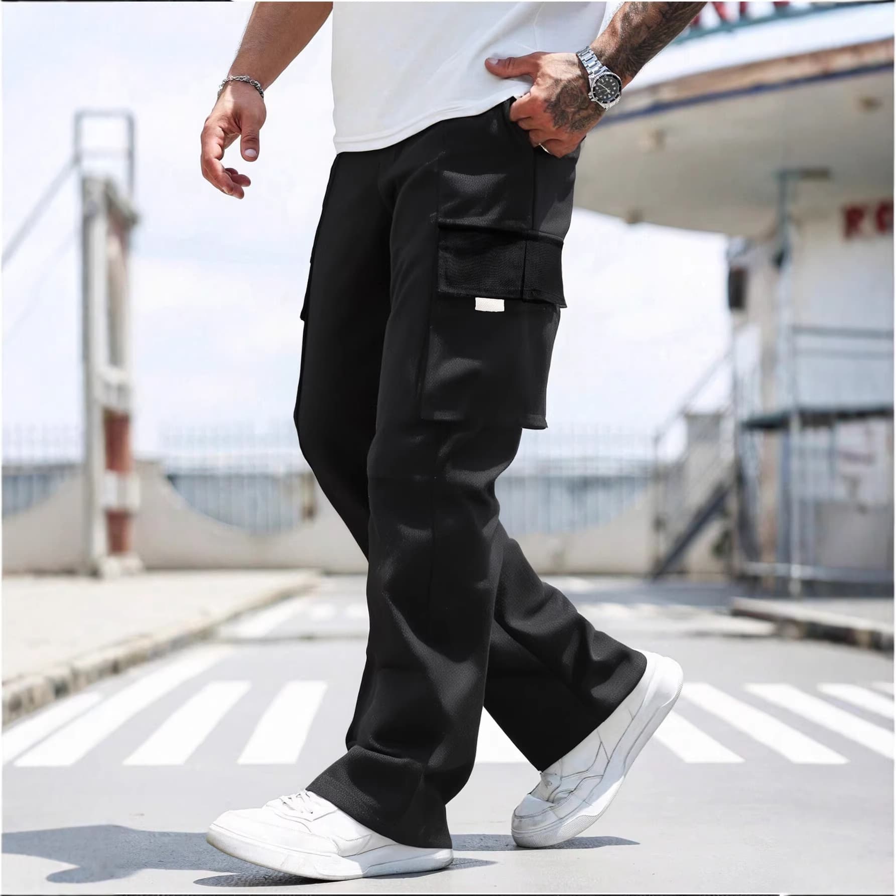2026 Spring/Summer Men's Casual Pants American Heavyweight Multi-Pocket Versatile Loose Straight Leg Cargo Pants Cross-Border Bestseller