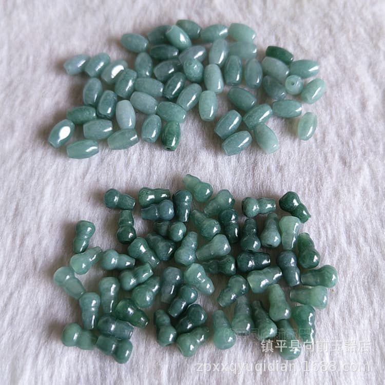 Myanmar Jadeite A-Grade Blue Water Gourd Jade Rice Beads Loose Beads Semi-Finished DIY Jade Jewelry Accessories Loose Jade Beads