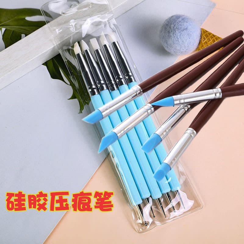 Silicone Indentation Pen Soft Clay Carving Decoration Tool Double-Ended Nail Shaping Tool Smudge Pen