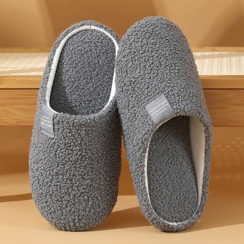 Cotton Slippers for Women Autumn Winter Warm Indoor Non-slip Quiet Soft Sole Home Use Wood Floor Step-in Comfort Plush Slippers for Men