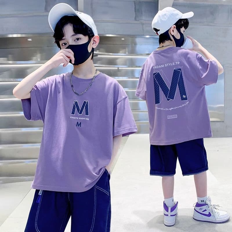 100% Cotton Children's Wear Boys Summer T-Shirt New Style Stylish Handsome Fashionable Mid-Big Kids Summer Boys Short-Sleeve T-Shirt
