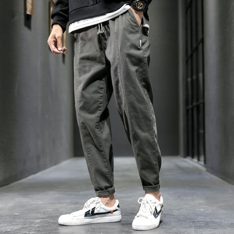 Men's casual jeans, pure cotton trousers, straight-leg men's trousers, workwear, Korean version, trendy and versatile, student leggings sweatpants
