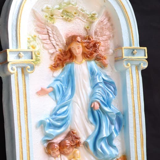70cm Angel Guardian Holy Water Font Gazing Figure Statue Resin Home Living Room Church Hanging Ornament