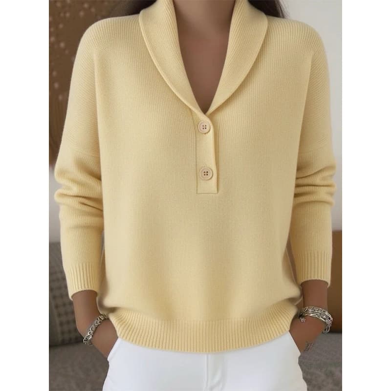 2026 European and American Cross-Border Knitted Button Women's Sweater Autumn and Winter New Solid Color Polo Neck Casual Fashion Women's Clothing