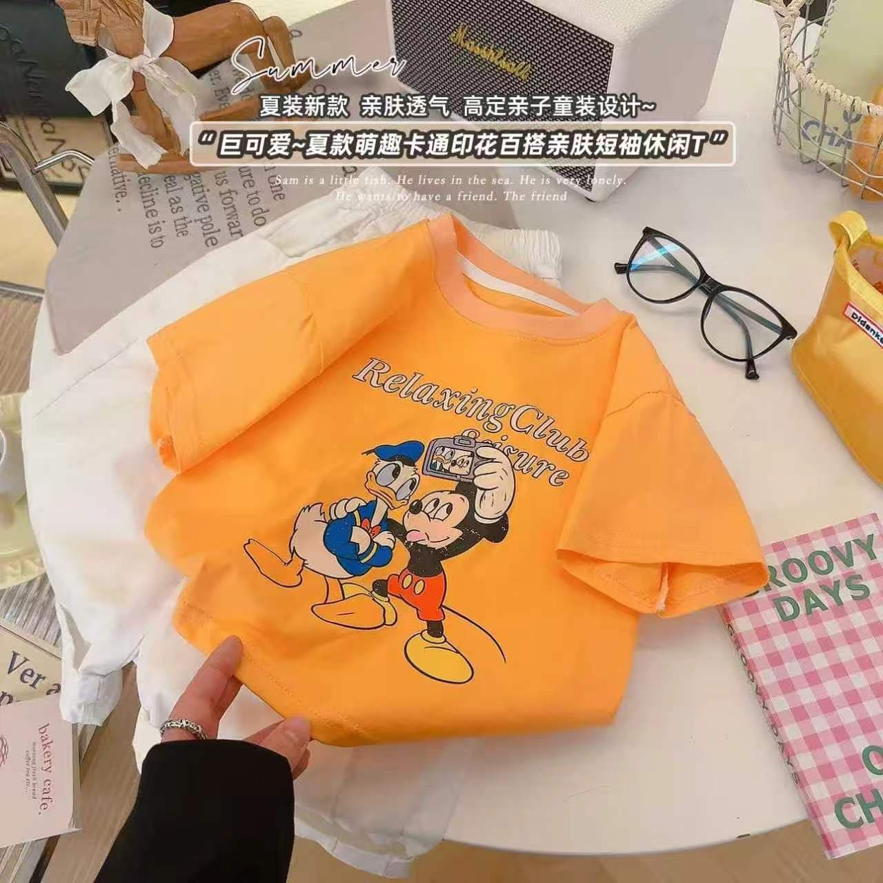 Children's Pure Cotton Short Sleeve T-Shirt 2026 Summer New Korean Style Round Neck Top for Boys and Girls, Baby Versatile Half Sleeve Trendy Top