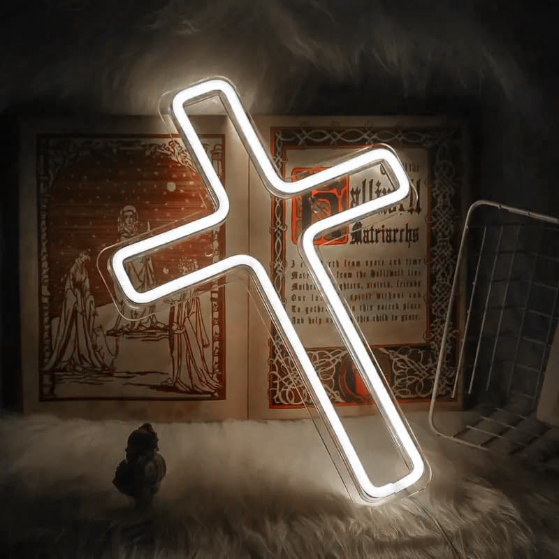 Cross Neon Light LED Illuminated Symbol Decoration Light for Cross-border Export Foreign Trade Light Board