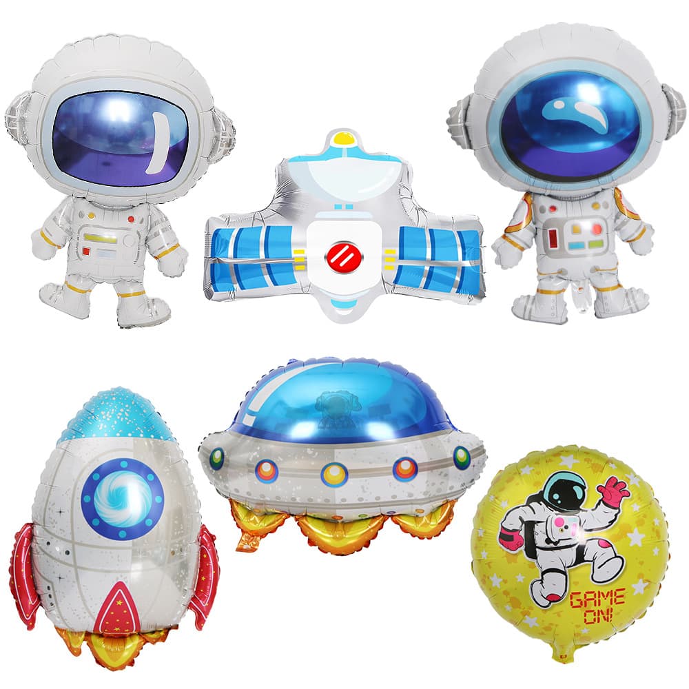 Cross-border astronaut theme balloon party decoration cartoon astronaut rocket spaceship aluminum foil balloon set