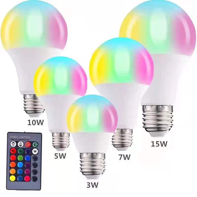 LED Color Changing Remote Control Bulb, RGB Color Bulb A60 Plastic-Coated Aluminum Bulb, Gradient Atmosphere Light