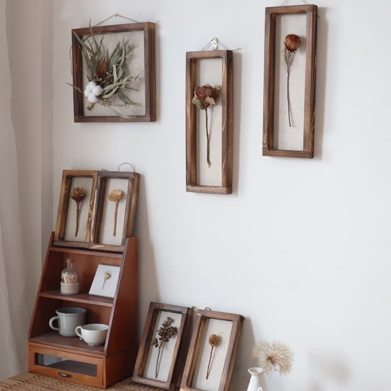 Plant Specimen Frame Wall Hanging, Retro Wall Art, Dried Flower Home Decor, Living Room, Coffee Shop Display Decorative Props