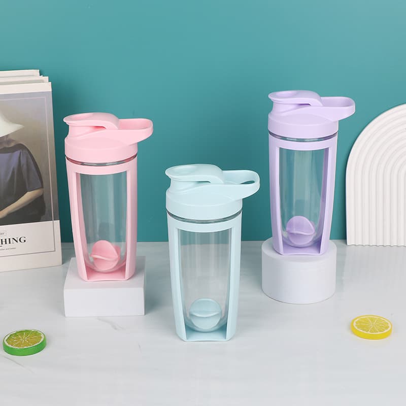 500ml plastic double-layer milkshake cup, protein powder cup, fitness mixing cup, leak-proof design, sports shaker cup