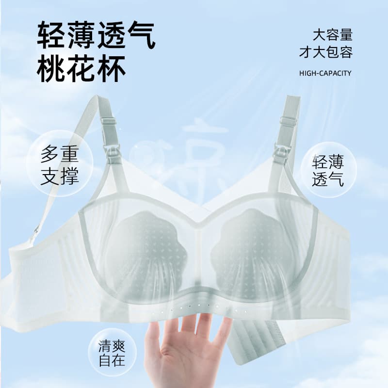 Peach Blossom Cup Ultra-Thin Wire-Free Push-Up Nursing Bra with Front Opening, Breathable Maternity Underwear