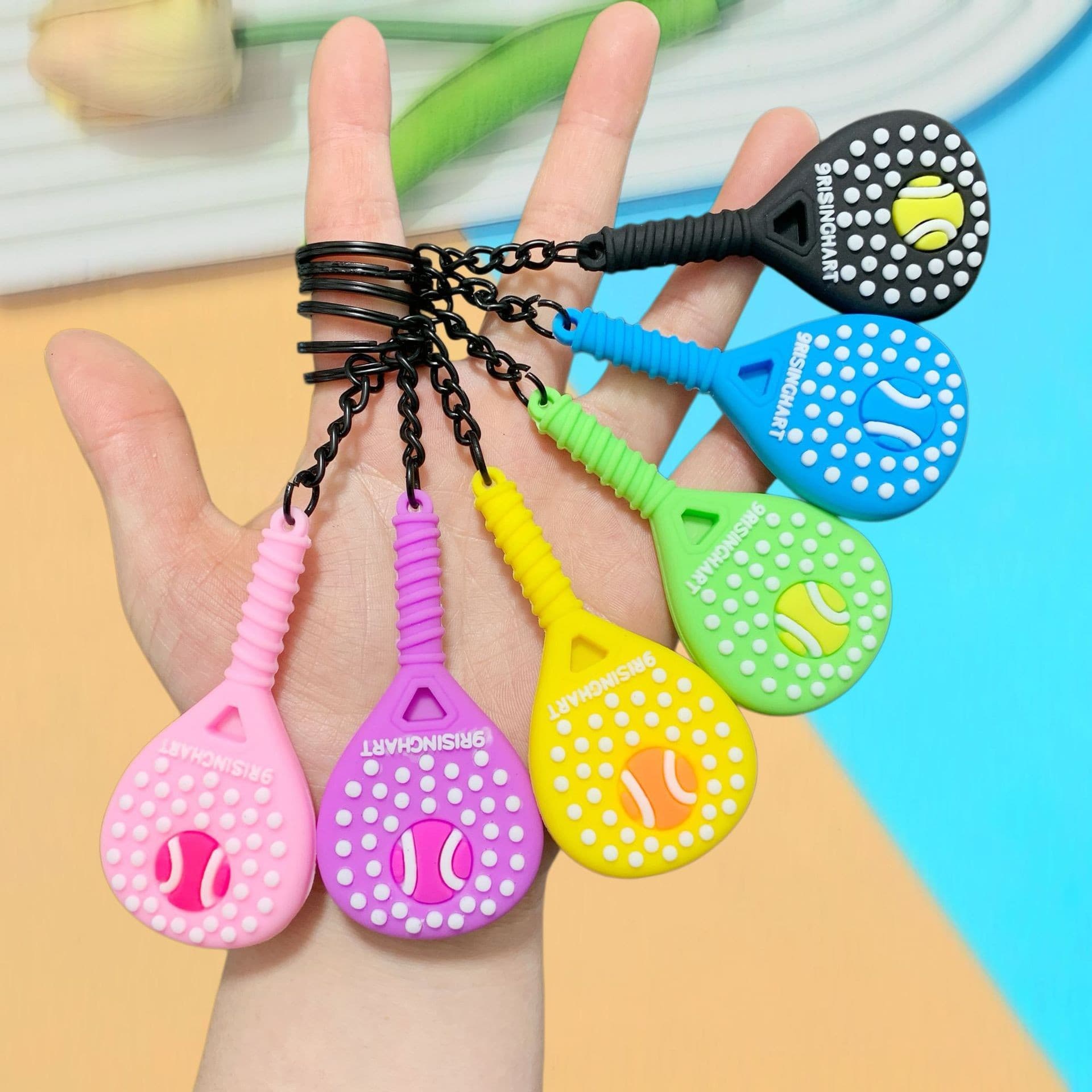 Cute Cross-Border New Cartoon Plush Sports Equipment Keychain Wholesale Couple Bag Charm Small Gift