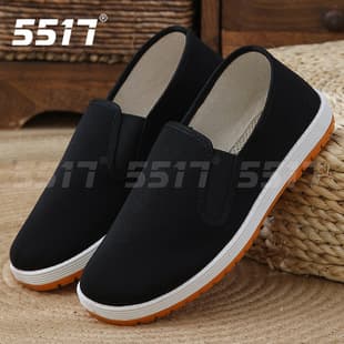 5517 Old Beijing Cloth Shoes Men's Casual Soft Sole Breathable Shoes for Middle-Aged and Elderly Work Round-Toe Thousand-Layer Sole Black Cloth Shoes