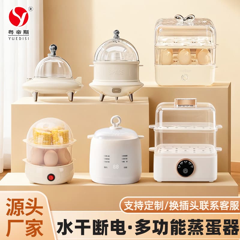 Mini Programmable Timer Egg Cooker with Auto Shut-off, Fully Automatic Multifunctional Steamer